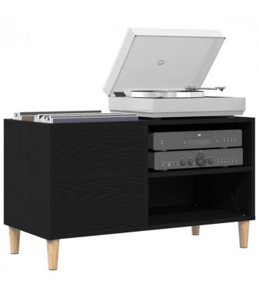 vidaXL Record Cabinet Black oak 84.5 x 38 x 48 cm Engineered Wood