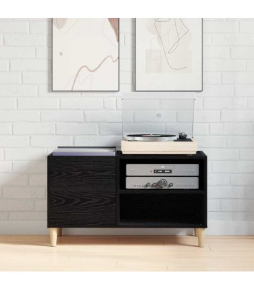 vidaXL Record Cabinet Black oak 84.5 x 38 x 48 cm Engineered Wood