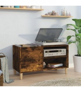 vidaXL Record Cabinet Smoked Oak 84.5x38x48 cm Engineered Wood — Size: 84.5 x 38 x 48 cm