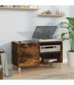 vidaXL Record Cabinet Smoked Oak 84.5x38x48 cm Engineered Wood — Size: 84.5 x 38 x 48 cm
