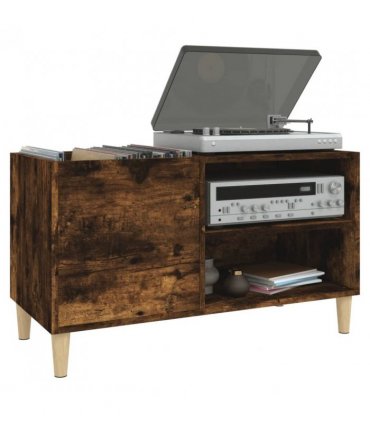 vidaXL Record Cabinet Smoked Oak 84.5x38x48 cm Engineered Wood — Size: 84.5 x 38 x 48 cm