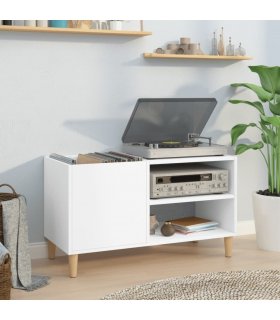 vidaXL Record Cabinet White 84.5x38x48 cm Engineered Wood — Size: 84.5 x 38 x 48 cm