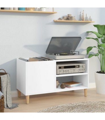 vidaXL Record Cabinet White 84.5x38x48 cm Engineered Wood — Size: 84.5 x 38 x 48 cm