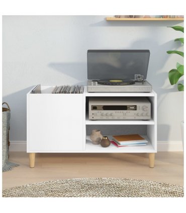 vidaXL Record Cabinet White 84.5x38x48 cm Engineered Wood — Size: 84.5 x 38 x 48 cm