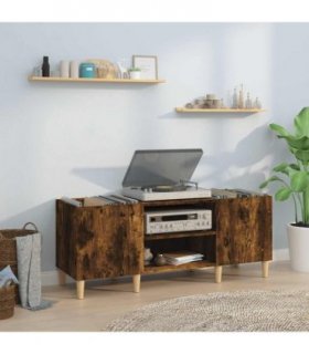 vidaXL Record Cabinet Smoked Oak 121x38x48 cm Engineered Wood — Size: 121 x 38 x 48 cm