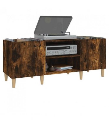 vidaXL Record Cabinet Smoked Oak 121x38x48 cm Engineered Wood — Size: 121 x 38 x 48 cm