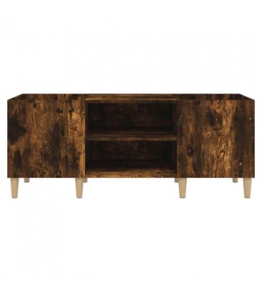 vidaXL Record Cabinet Smoked Oak 121x38x48 cm Engineered Wood — Size: 121 x 38 x 48 cm
