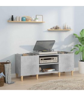 vidaXL Record Cabinet Concrete Grey 121x38x48 cm Engineered Wood — Size: 121 x 38 x 48 cm