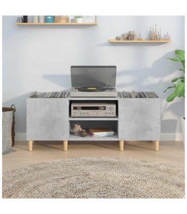 vidaXL Record Cabinet Concrete Grey 121x38x48 cm Engineered Wood — Size: 121 x 38 x 48 cm