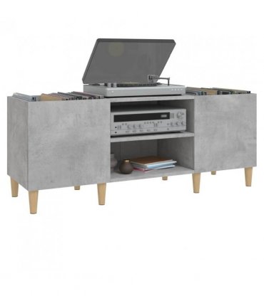 vidaXL Record Cabinet Concrete Grey 121x38x48 cm Engineered Wood — Size: 121 x 38 x 48 cm