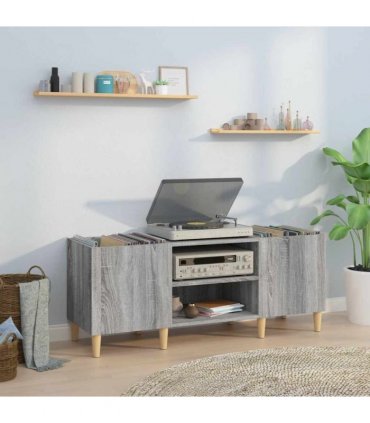 vidaXL Record Cabinet Grey Sonoma 121x38x48 cm Engineered Wood — Size: 121 x 38 x 48 cm
