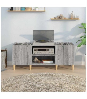 vidaXL Record Cabinet Grey Sonoma 121x38x48 cm Engineered Wood — Size: 121 x 38 x 48 cm