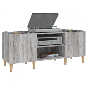 vidaXL Record Cabinet Grey Sonoma 121x38x48 cm Engineered Wood — Size: 121 x 38 x 48 cm