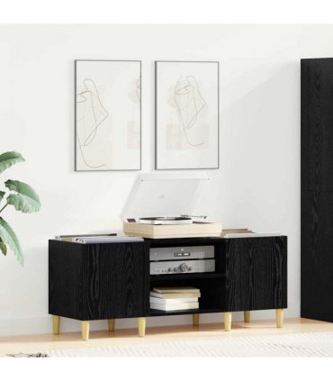 vidaXL Record Cabinet Black Oak 121 x 38 x 48 cm Engineered Wood
