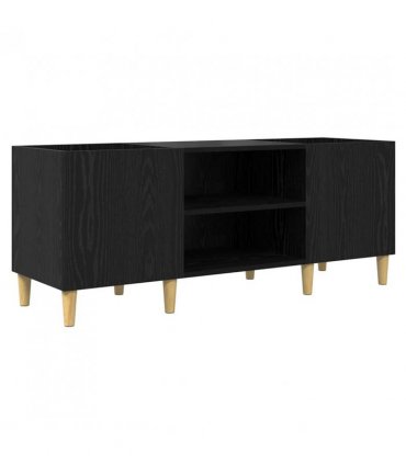 vidaXL Record Cabinet Black Oak 121 x 38 x 48 cm Engineered Wood