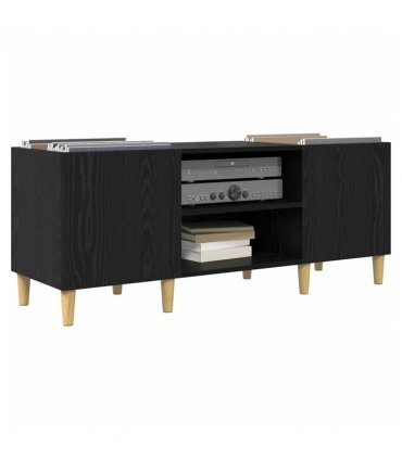 vidaXL Record Cabinet Black Oak 121 x 38 x 48 cm Engineered Wood