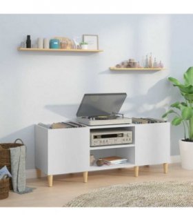 vidaXL Record Cabinet White 121x38x48 cm Engineered Wood — Size: 121 x 38 x 48 cm