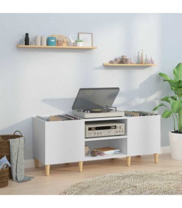 vidaXL Record Cabinet White 121x38x48 cm Engineered Wood — Size: 121 x 38 x 48 cm