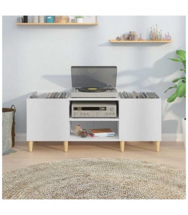 vidaXL Record Cabinet White 121x38x48 cm Engineered Wood — Size: 121 x 38 x 48 cm