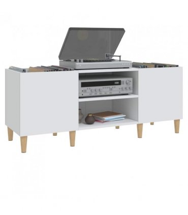 vidaXL Record Cabinet White 121x38x48 cm Engineered Wood — Size: 121 x 38 x 48 cm