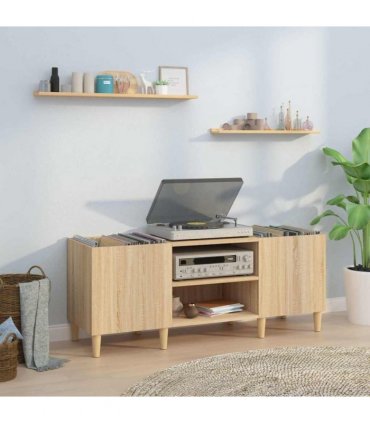 vidaXL Record Cabinet Sonoma Oak 121x38x48 cm Engineered Wood — Size: 121 x 38 x 48 cm