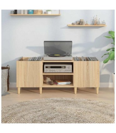 vidaXL Record Cabinet Sonoma Oak 121x38x48 cm Engineered Wood — Size: 121 x 38 x 48 cm