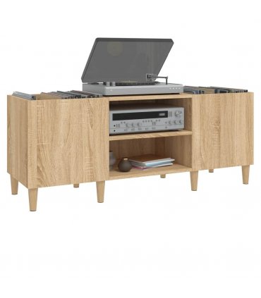 vidaXL Record Cabinet Sonoma Oak 121x38x48 cm Engineered Wood — Size: 121 x 38 x 48 cm
