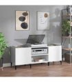 vidaXL Record Cabinet High Gloss White 121x38x48 cm Engineered Wood — Size: 121 x 38 x 48 cm — V0672039643