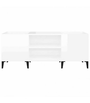 vidaXL Record Cabinet High Gloss White 121x38x48 cm Engineered Wood — Size: 121 x 38 x 48 cm — V0672039643