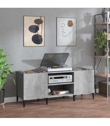 vidaXL Record Cabinet Concrete Grey 121x38x48 cm Engineered Wood — Size: 121 x 38 x 48 cm — V0672039644