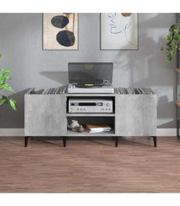 vidaXL Record Cabinet Concrete Grey 121x38x48 cm Engineered Wood — Size: 121 x 38 x 48 cm — V0672039644