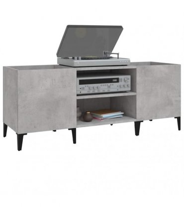 vidaXL Record Cabinet Concrete Grey 121x38x48 cm Engineered Wood — Size: 121 x 38 x 48 cm — V0672039644