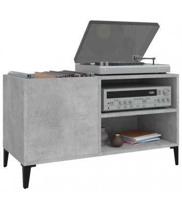 vidaXL Record Cabinet Concrete Grey 84.5x38x48 cm Engineered Wood — Size: 84.5 x 38 x 48 cm — V0672039645