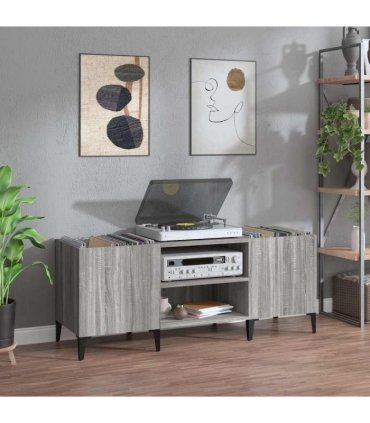 vidaXL Record Cabinet Grey Sonoma 121x38x48 cm Engineered Wood — Size: 121 x 38 x 48 cm — V0672039647