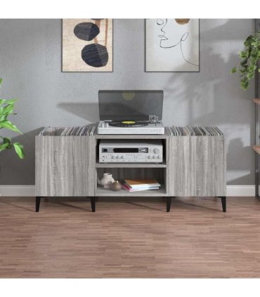 vidaXL Record Cabinet Grey Sonoma 121x38x48 cm Engineered Wood — Size: 121 x 38 x 48 cm — V0672039647