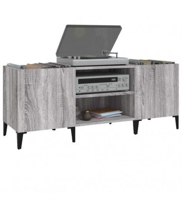 vidaXL Record Cabinet Grey Sonoma 121x38x48 cm Engineered Wood — Size: 121 x 38 x 48 cm — V0672039647