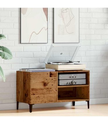 vidaXL Record Cabinet Old Wood 84.5x38x48 cm Engineered Wood — Size: 84.5 x 38 x 48 cm