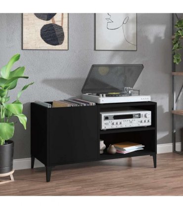 vidaXL Record Cabinet | Black | Engineered wood, metal | Medium | Record Cabinet — Size: 84.5 x 38 x 48 cm