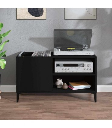 vidaXL Record Cabinet | Black | Engineered wood, metal | Medium | Record Cabinet — Size: 84.5 x 38 x 48 cm