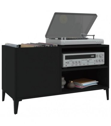 vidaXL Record Cabinet | Black | Engineered wood, metal | Medium | Record Cabinet — Size: 84.5 x 38 x 48 cm