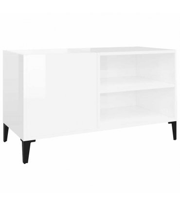 vidaXL Record Cabinet High Gloss White 84.5x38x48 cm Engineered Wood — Size: 84.5 x 38 x 48 cm