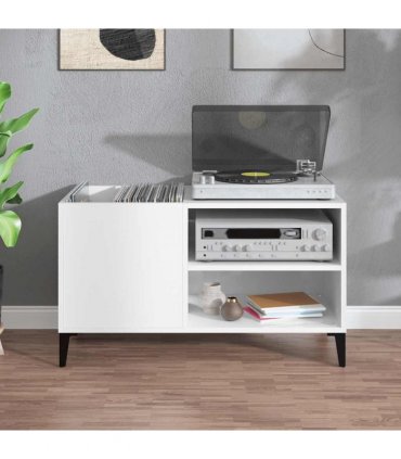 vidaXL Record Cabinet High Gloss White 84.5x38x48 cm Engineered Wood — Size: 84.5 x 38 x 48 cm