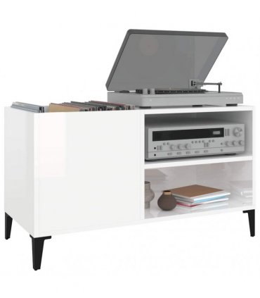 vidaXL Record Cabinet High Gloss White 84.5x38x48 cm Engineered Wood — Size: 84.5 x 38 x 48 cm