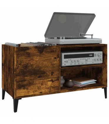 vidaXL Record Cabinet Smoked Oak 84.5x38x48 cm Engineered Wood — Size: 84.5 x 38 x 48 cm — V0672039652