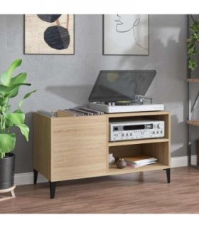 vidaXL Record Cabinet Sonoma Oak 84.5x38x48 cm Engineered Wood — Size: 84.5 x 38 x 48 cm