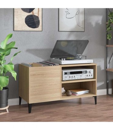 vidaXL Record Cabinet Sonoma Oak 84.5x38x48 cm Engineered Wood — Size: 84.5 x 38 x 48 cm