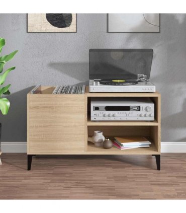 vidaXL Record Cabinet Sonoma Oak 84.5x38x48 cm Engineered Wood — Size: 84.5 x 38 x 48 cm