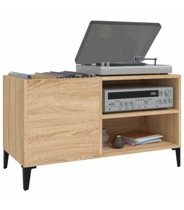 vidaXL Record Cabinet Sonoma Oak 84.5x38x48 cm Engineered Wood — Size: 84.5 x 38 x 48 cm