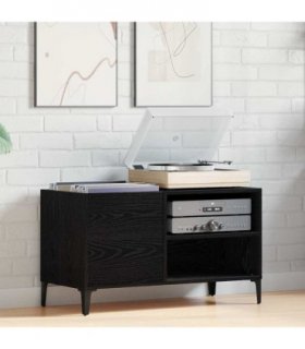vidaXL Record Cabinet Black Oak 84.5 x 38 x 48 cm Engineered Wood — V0672039656
