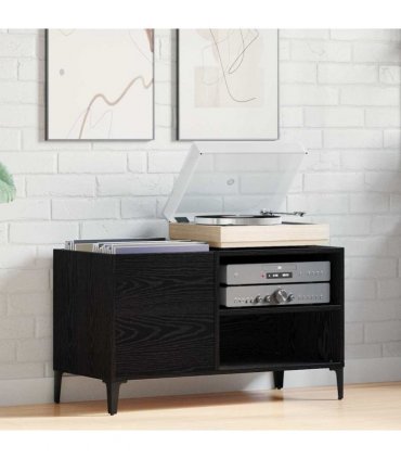 vidaXL Record Cabinet Black Oak 84.5 x 38 x 48 cm Engineered Wood — V0672039656